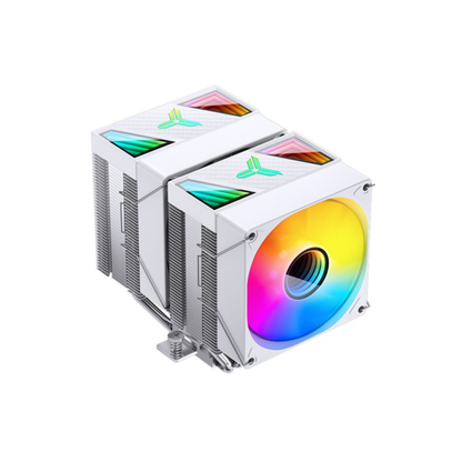 JONSBO CR1400 RGB White Dual Fan CPU Cooler, 140mm x 2, 6 Heat Pipes, Addressable RGB Lighting, White