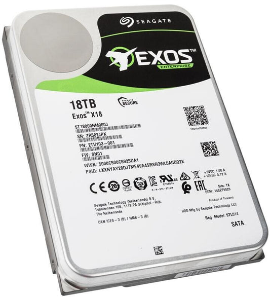 Seagate Exos X18 18TB ST18000NM000J Hard Drive, 7200 RPM, 3.5" SATA, Refurbished