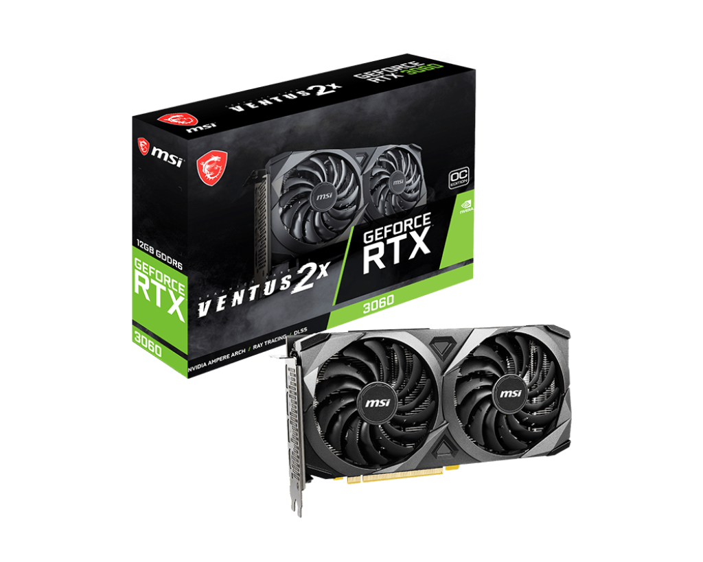 MSI GeForce RTX 3060 VENTUS 2X 12G OC, 12GB GDDR6, 1807 MHz Boost Clock, PCI Express 4.0, Dual Fan Cooling - Gaming Graphics Card