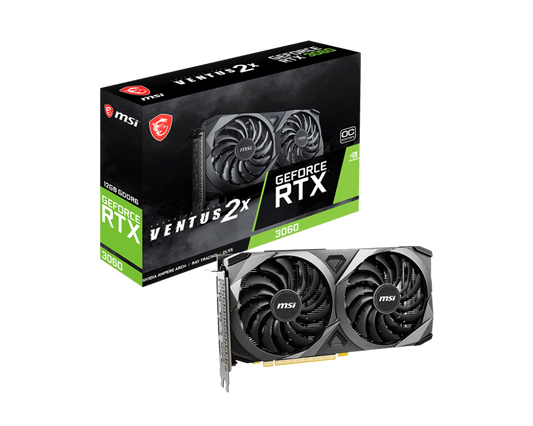 MSI GeForce RTX 3060 VENTUS 2X 12G OC, 12GB GDDR6, 1807 MHz Boost Clock, PCI Express 4.0, Dual Fan Cooling - Gaming Graphics Card