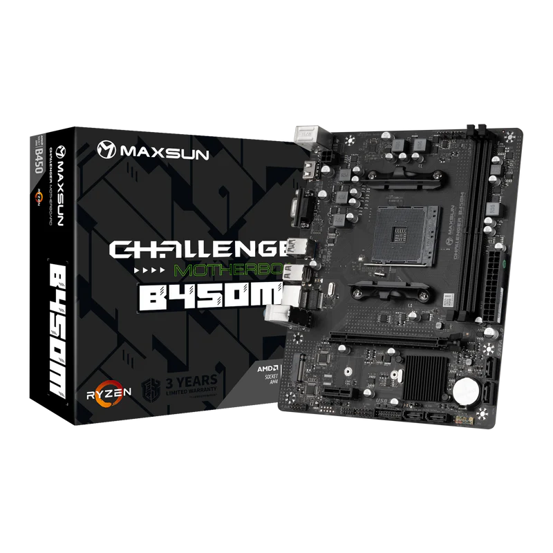 MAXSUN B450M D4 Motherboard, Micro-ATX, AMD B450 Chipset, AM4 Socket,PCIe 3.0, Gaming Motherboard