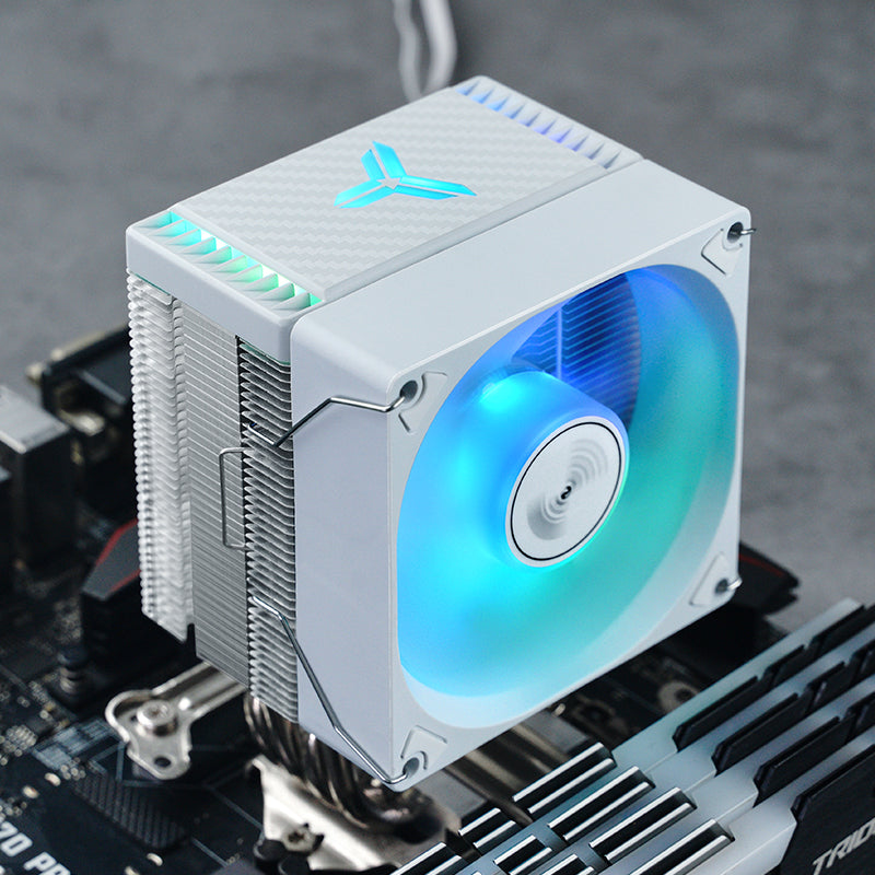 JONSBO CR-1400EVO ARGB White CPU Cooler, 120mm PWM Fan, Aluminum & Copper Heat Sink, Addressable RGB Lighting, White