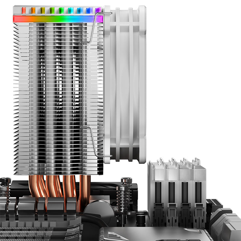 JONSBO CR1400 ARGB White CPU Cooler, 120mm PWM Fan, Aluminum & Copper Heat Sink, Addressable RGB Lighting, White