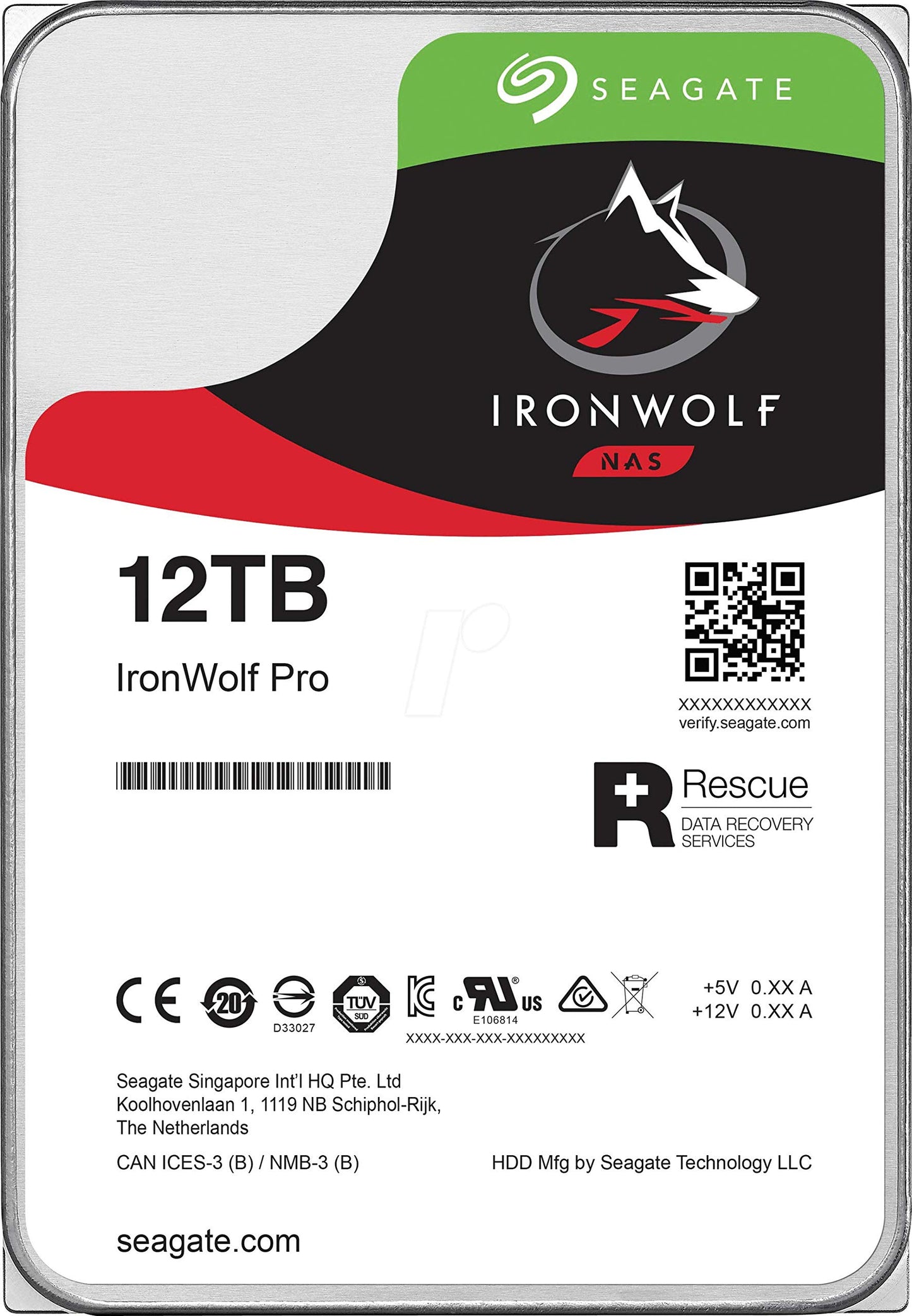 IronWolf Pro 12TB ST12000NE0008, 7200 RPM, 256MB Cache, 3.5" Internal Hard Drive - Refurbished