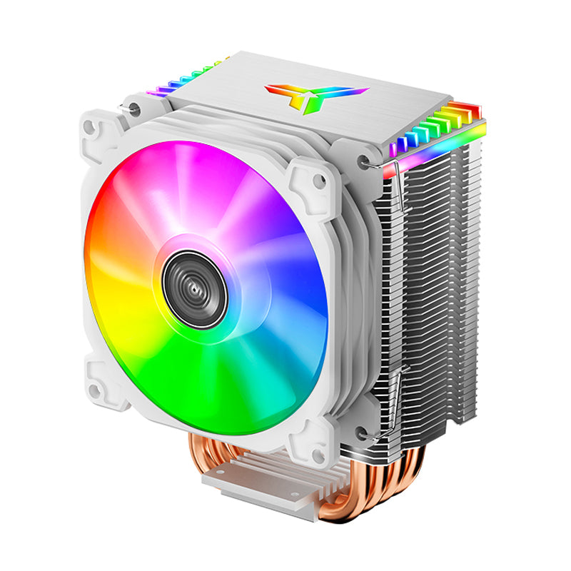 JONSBO CR1400 ARGB White CPU Cooler, 120mm PWM Fan, Aluminum & Copper Heat Sink, Addressable RGB Lighting, White