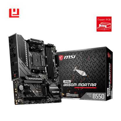 MSI B550M MORTAR Motherboard, AMD B550 Chipset, Micro-ATX, AM4 Socket, DDR4, Dual M.2, PCIe 4.0