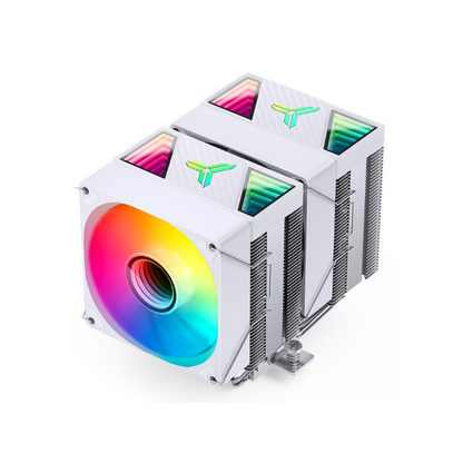 JONSBO CR1400 RGB White Dual Fan CPU Cooler, 140mm x 2, 6 Heat Pipes, Addressable RGB Lighting, White