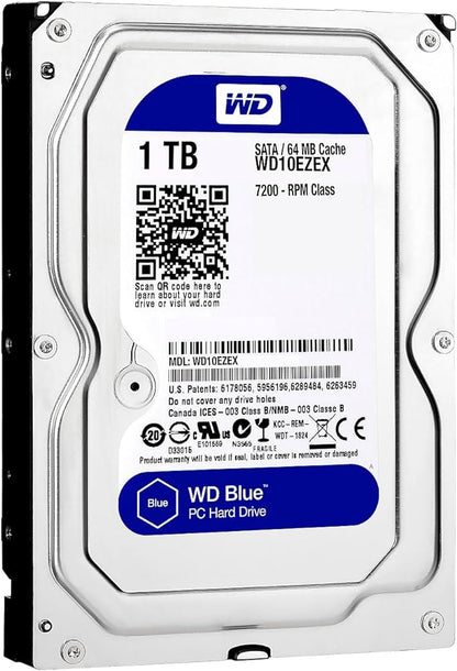 Refurbished 1TB WD10EZEX Western Digital Blue Hard Drive, 7200 RPM, SATA III, 64MB Cache