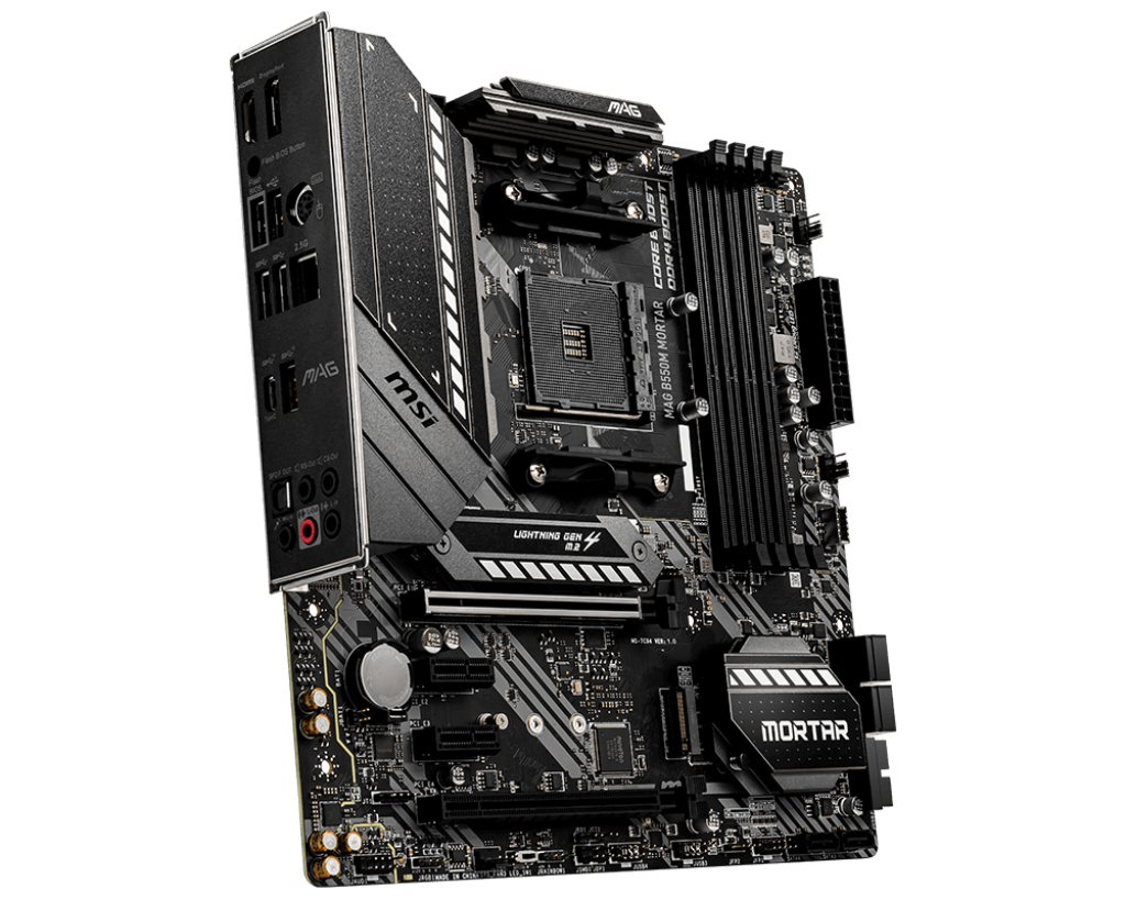 MSI B550M MORTAR Motherboard, AMD B550 Chipset, Micro-ATX, AM4 Socket, DDR4, Dual M.2, PCIe 4.0