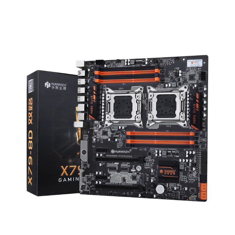 HUANANZHI X79 DUAL-8D Motherboard, Intel C602 Chipset, LGA 2011 Socket, 8 x DDR3 Slots