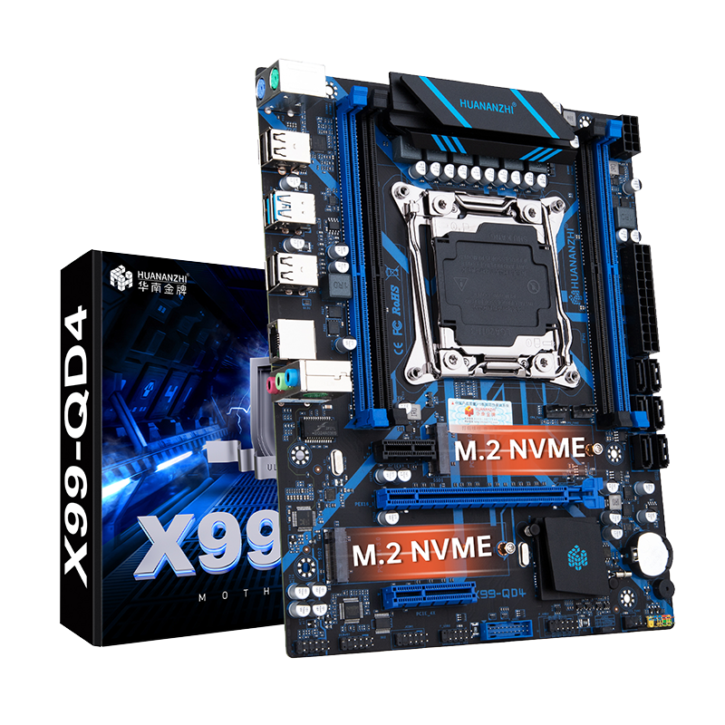 HUANANZHI X99-QD4 Motherboard, Intel Socket 2011-3, DDR4, ATX, USB 3.0, SATA 6Gb/s - High-Performance Desktop Motherboard