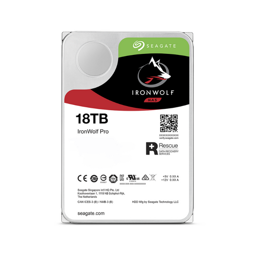 Seagate IronWolf Pro 18TB NAS Internal Hard Drive, 7200 RPM, SATA 6Gb/s, 256MB Cache - 3.5" HDD for NAS Systems