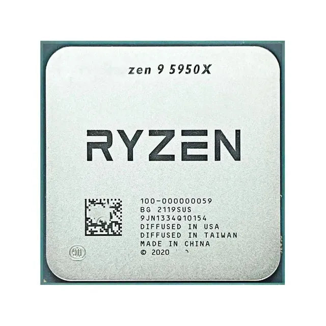 AMD Ryzen 9 5950X Processor, 16 Cores, 32 Threads, 3.4 GHz (4.9 GHz Turbo), AM4 Socket, 64MB Cache - Desktop CPU