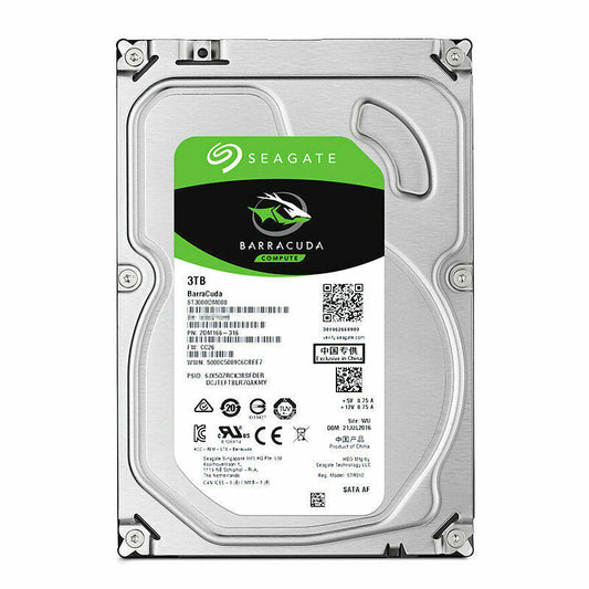 Seagate BarraCuda 3TB ST3000DM008 Refurbished Hard Drive, 7200 RPM, 64MB Cache, 3.5" SATA III