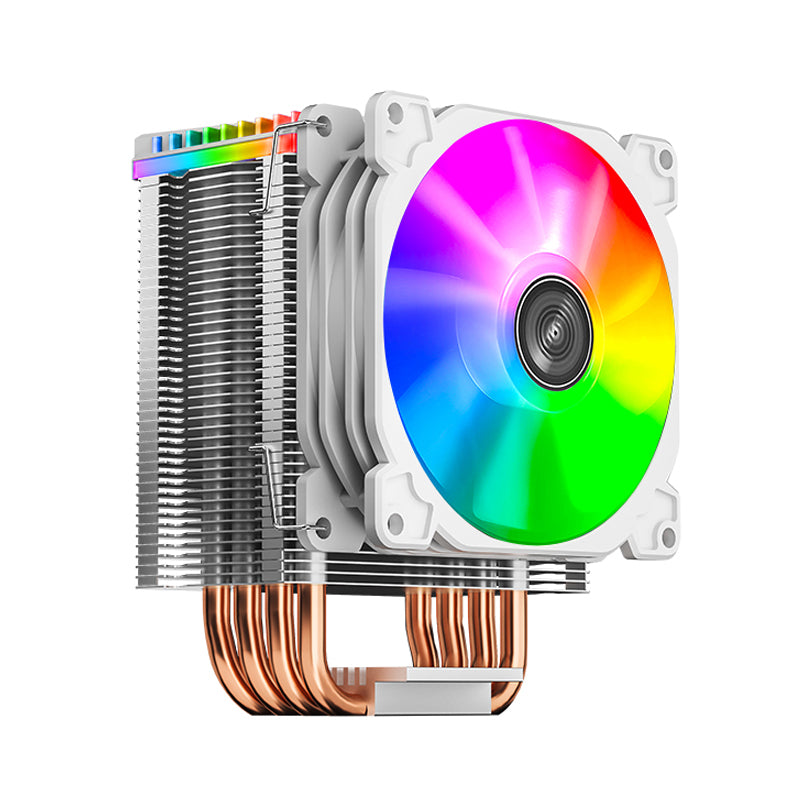 JONSBO CR1400 ARGB White CPU Cooler, 120mm PWM Fan, Aluminum & Copper Heat Sink, Addressable RGB Lighting, White