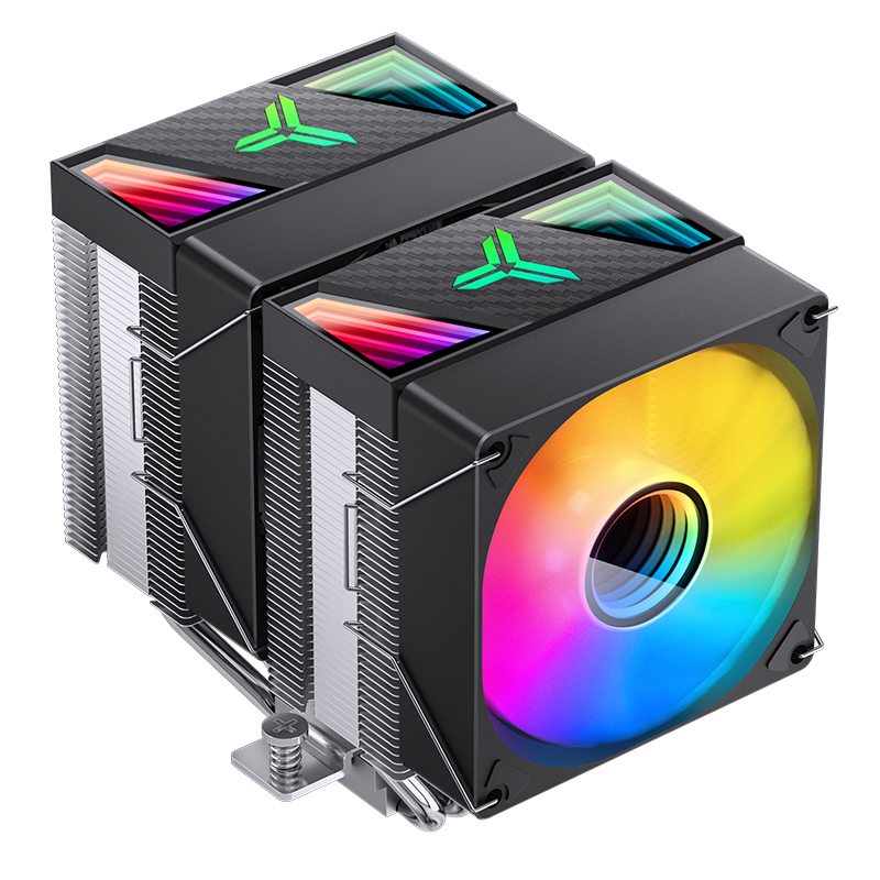 JONSBO CR1400 RGB Black Dual Fan CPU Cooler, 140mm x 2, 6 Heat Pipes, Addressable RGB Lighting, Black