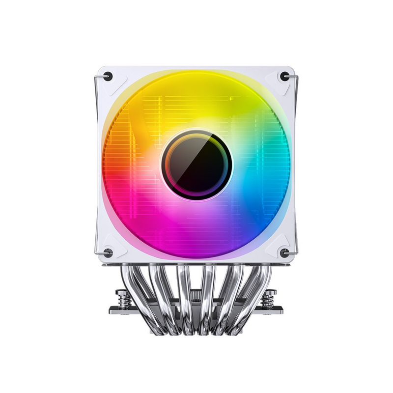 JONSBO CR1400 RGB White Dual Fan CPU Cooler, 140mm x 2, 6 Heat Pipes, Addressable RGB Lighting, White