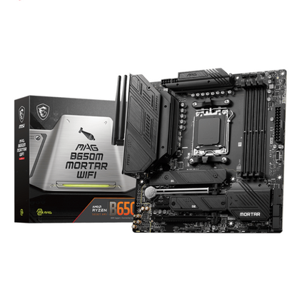 MSI MAG B650M Mortar WiFi Gaming Motherboard, Micro-ATX, AM5 Socket, PCIe 4.0, DDR5, WiFi 6E, HDMI/DP - Gaming Motherboard