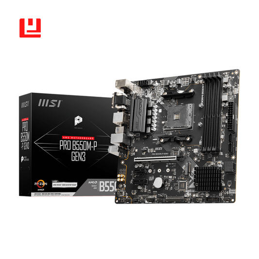 MSI PRO B550M-P GEN3 Motherboard, Micro ATX, AM4 Socket, AMD B550 Chipset, DDR4, PCIe 4.0, USB 3.2 Gen 1, HDMI