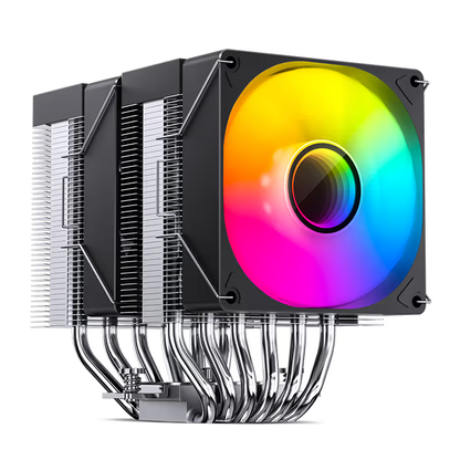 JONSBO CR1400 RGB Black Dual Fan CPU Cooler, 140mm x 2, 6 Heat Pipes, Addressable RGB Lighting, Black