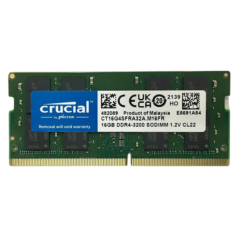 CRUCIAL Laptop DDR4 16GB 3200MHz Memory Module, PC4-25600, CL22, SODIMM, Unbuffered - Laptop RAM