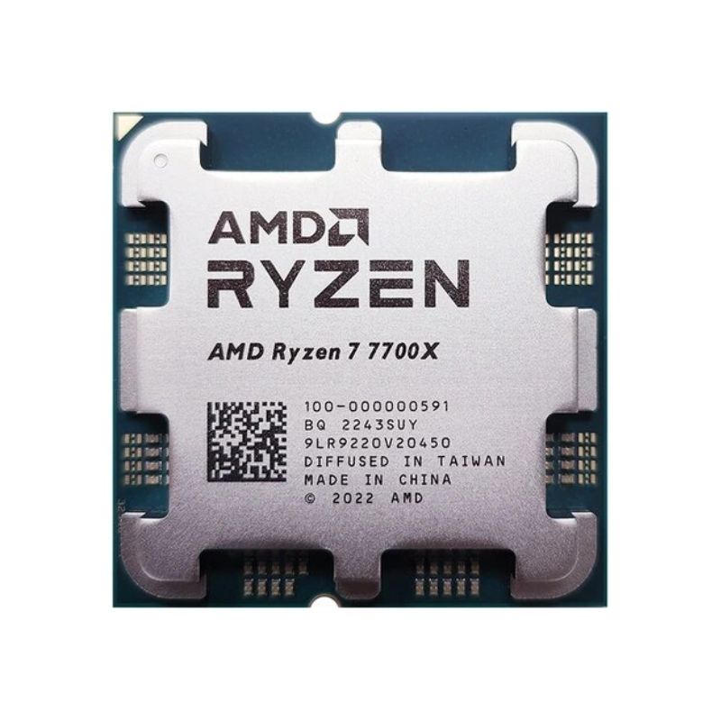 AMD Ryzen 7 7700X Processor, 8 Cores, 16 Threads, 4.5 GHz (Up to 5.4 GHz Boost), AM5 Socket, 32MB L3 Cache - Desktop CPU