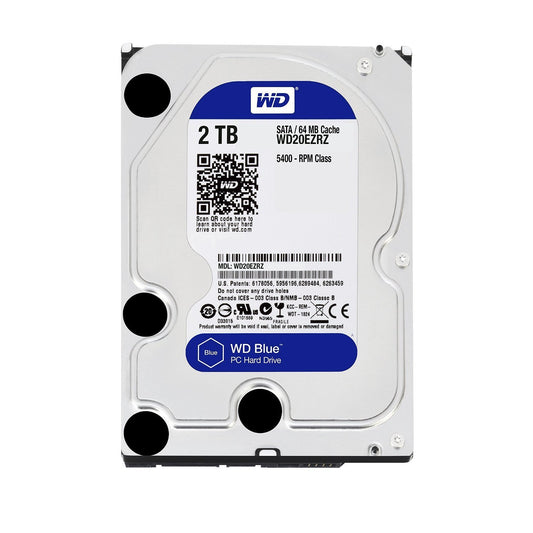 Refurbished WD Blue 2TB WD20EZRZ Hard Drive, 7200 RPM, 64MB Cache, SATA 6Gb/s, 3.5-Inch Desktop HDD