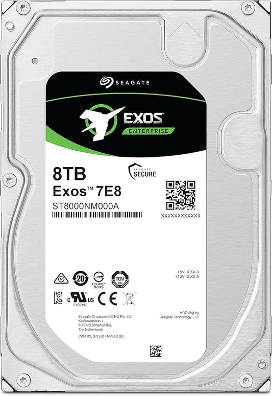 Seagate Exos 7E8 8TB ST8000NM000A Hard Drive, 3.5" SATA 6Gb/s, 7200 RPM, 256MB Cache - Refurbished