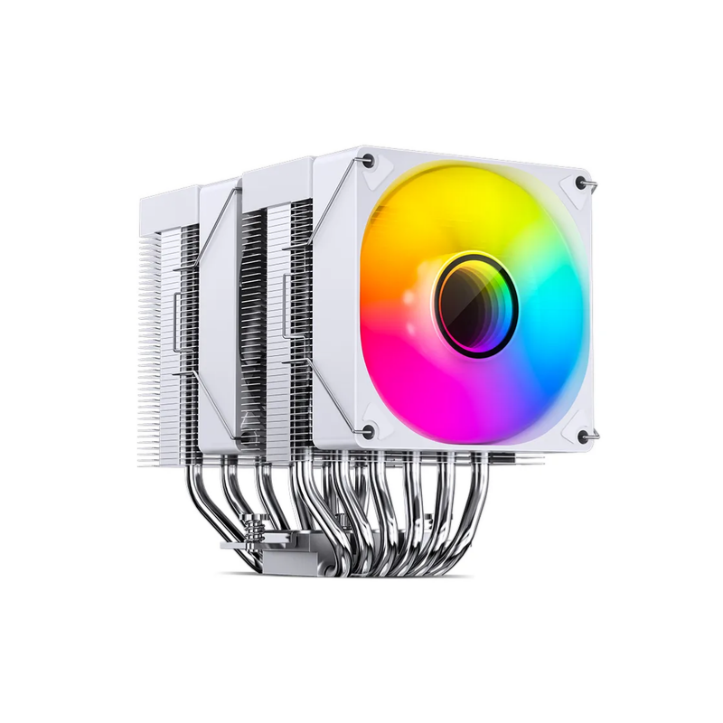 JONSBO CR1400 RGB White Dual Fan CPU Cooler, 140mm x 2, 6 Heat Pipes, Addressable RGB Lighting, White