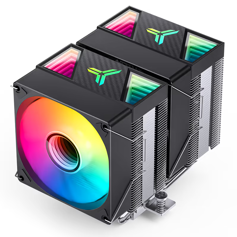 JONSBO CR1400 RGB Black Dual Fan CPU Cooler, 140mm x 2, 6 Heat Pipes, Addressable RGB Lighting, Black