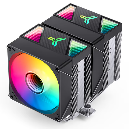 JONSBO CR1400 RGB Black Dual Fan CPU Cooler, 140mm x 2, 6 Heat Pipes, Addressable RGB Lighting, Black