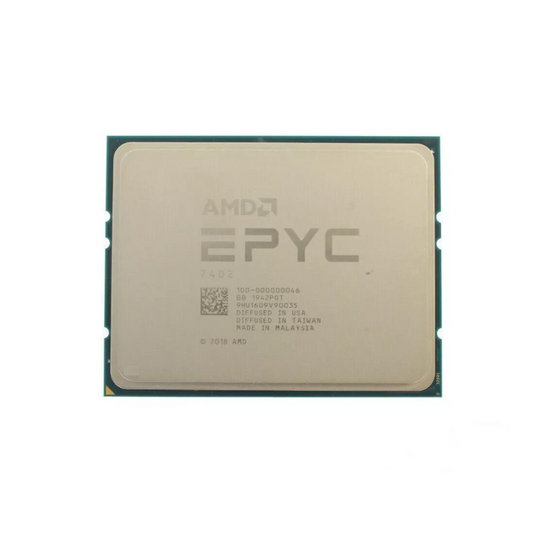 AMD EPYC 7402 Processor, 24 Cores, 48 Threads, 2.8 GHz (3.35 GHz Turbo), Socket SP3, 64MB Cache - Server CPU