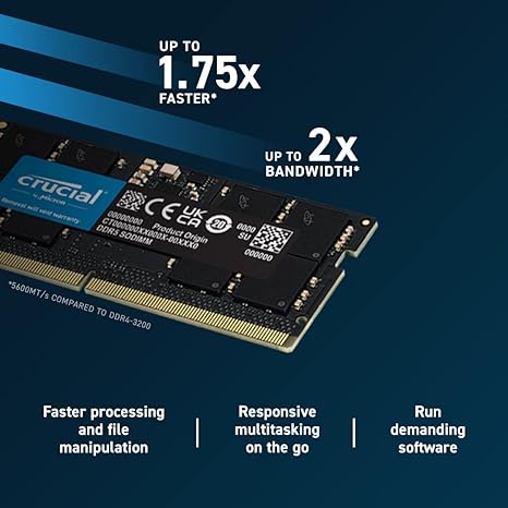 Crucial RAM 96GB Kit (2x48GB) DDR5 5600MHz Desktop Memory, CL46, Unbuffered, Dual Channel, DIMM - Memory Module