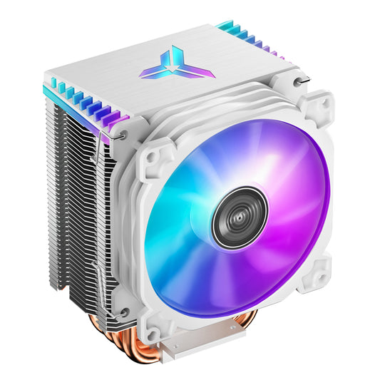 JONSBO CR1400 RGB White CPU Cooler, 120mm PWM Fan, Aluminum & Copper Heat Sink, RGB Lighting, White